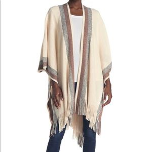 Vince Camuto Mixed Stripe Fringe Kimono